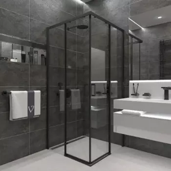 Душевой уголок Veconi Rovigo RV-47B 100x100 прозрачный, черный (RV47B-100-01-C4)