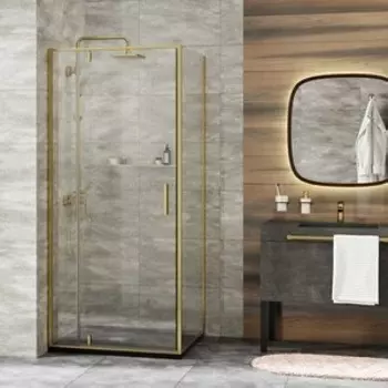 Душевой уголок Wasserkraft Aisch 55P 100х100 прозрачный, золото (55P19)