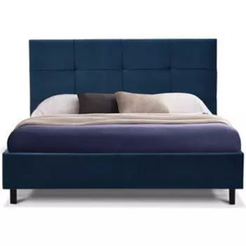 Двуспальная кровать Ладья Аурландс ортопедическое основание 160х200 серый, велюр