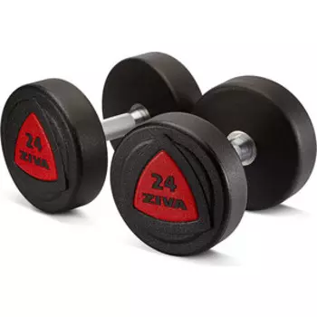Гантель ZIVA 34 кг серии ZVO резиновое покрытие красная вставка