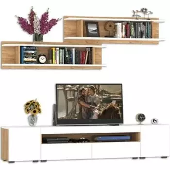 Гостиная Моби Альба комплектация № 7 дуб крафт золотой/белый премиум