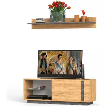 Гостиная Моби Арчи № 07 дуб крафт золотой/камень темный универсальная сборка