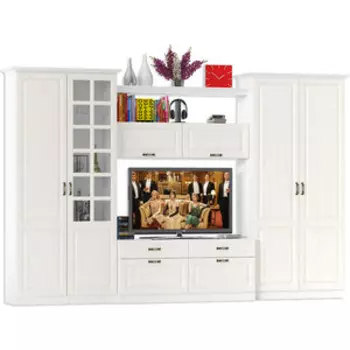 Гостиная Моби Ливерпуль набор мебели 4 ясень ваниль/белый