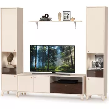 Гостиная Моби Миндаль 04 миндаль/МДФ венге глянец