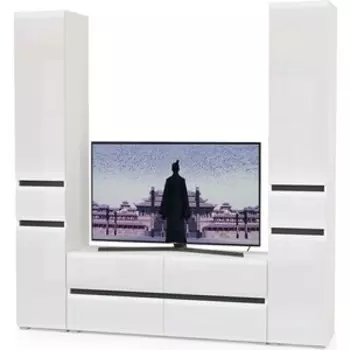 Гостиная Моби Сидней №17 корпус белый/черный, фасад белый глянец