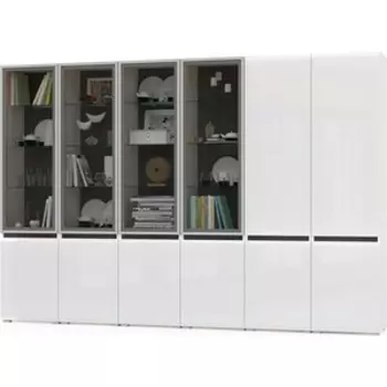 Гостиная Моби Сидней №19 корпус белый/черный, фасад белый глянец