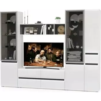 Гостиная Моби Сидней №26 корпус белый/черный, фасад белый глянец