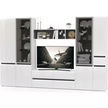 Гостиная Моби Сидней №28 корпус белый/черный, фасад белый глянец