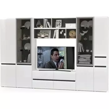 Гостиная Моби Сидней №34 корпус белый/черный, фасад белый глянец