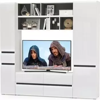 Гостиная Моби Сидней №41 корпус белый/черный, фасад белый глянец