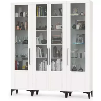 Гостиная Моби Валенсия № 072, цвет ЛДСП белый шагрень/МДФ белый шагрень (1025318)