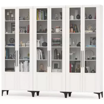 Гостиная Моби Валенсия № 127, цвет ЛДСП белый шагрень/МДФ белый шагрень (1025374)