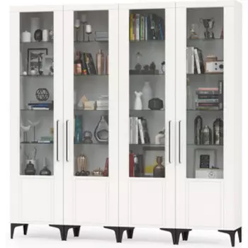 Гостиная Моби Валенсия № 131, цвет ЛДСП белый шагрень/МДФ белый шагрень (1025378)