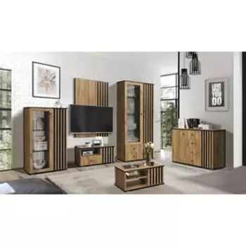 Гостиная Олимп Либерти 20 мм. комплектация 1 (51.03+51.07+51.08+51.11+51.02+51.04) Дуб вотан, Черный (OLP0031)