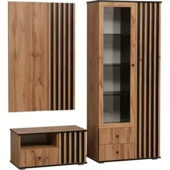 Гостиная Олимп Либерти 20 мм. комплектация 7 (51.07+51.02+51.11) Дуб вотан, Черный (OLP0037)