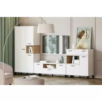 Гостиная Сильва Bergen комплектация 2 (НМ 013.80+НМ 013.43+НМ 013.07) Белый, Дуб бунратти (TSLV0059)