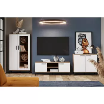 Гостиная Сильва Марсель комплектация 6 (НМ 013.52 + НМ 013.45 + НМ 013.78) Меренга , Дуб Крафт Табачный (TSLV0047)