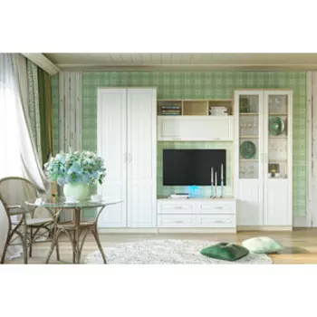 Гостиная Сильва Оливия комплектация 1 (НМ 040.60 +НМ 040.50 + НМ 040.48 + НМ 040.62) Белое дерево, Дуб Сонома (TSLV0036)