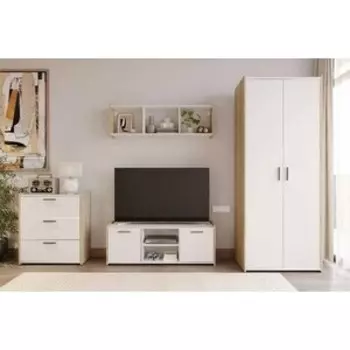 Гостиная Сильва Симпл комплектация 5 (НМ 013.19 + НМ 013.73 + НМ 013.41 + НМ 014.12) Белый (КМ), Дуб Сонома (TSLV0035)