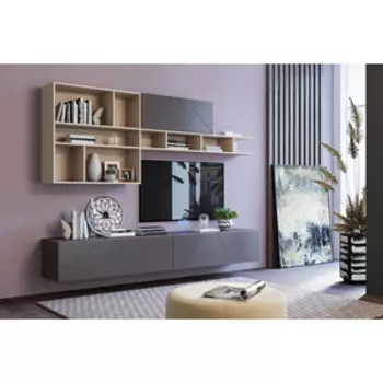 Гостиная Сильва Summit комплектация 9 (НМ 011.93+НМ 014.21-01ВВ+НМ 011.92-03+НМ 011.86+НМ 011.86) Капучино, Софт графит (TSLV0070)