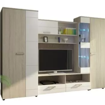 Гостиная Стиль Флоренция 5, Дуб сонома светлый/Белый глянец