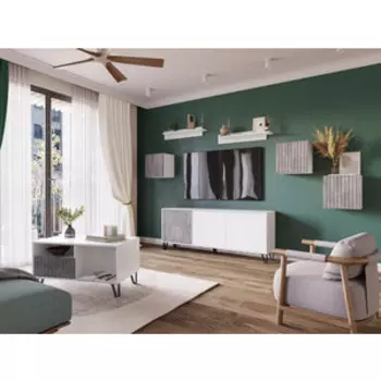 Гостиная Woodville Эннис комплектация 2 белый / бетон светлый (563560)