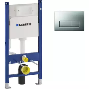 Инсталляция для унитаза Geberit DuofixBasic Delta51 с клавишей матовый хром (111.153.00.1, 115.105.46.1)