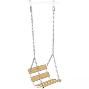 Качели Midzumi цепные на карабинах с деревянной спинкой (туманное утро)