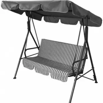 Качели садовые 2-х местные Ольса Габи каркас серый, ткань серо-белая полоска с950