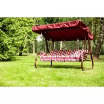 Качели садовые 3-х местные Ольса Родео каркас бордовый, ткань полоска бордово-розовая с999