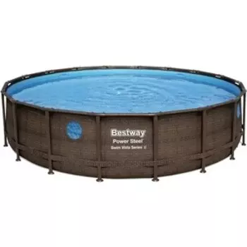 Каркасный бассейн Bestway 56977 BW Power Steel 549x122 см ''Ротанг'' 23062л, фил.-нас. 5678л/ч, лестн., тент, попл.-доз.