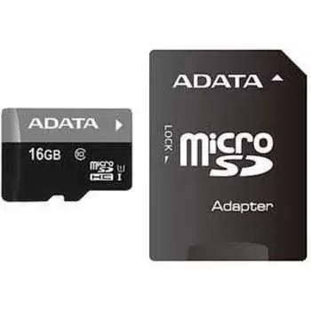 Карта памяти A-DATA microSDHC 16Gb Class 10 UHS-I (SD адаптер) (AUSDH16GUICL10-RA1)