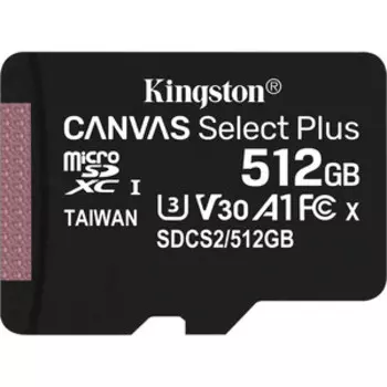 Карта памяти Kingston microSDXC 512Gb Canvas Select Plus (class 10/UHS-I/U3/100Mb/s)