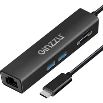 Картридер Ginzzu Картридер EXT GR-568UB Type C, LAN1000+2xUSB3.0+U3:SD/microSD