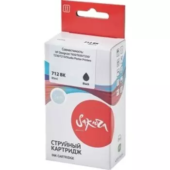 Картридж Sakura 3ED71A (№712 Black) для HP, черный чернил, 80 мл.
