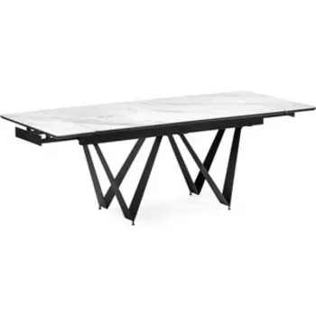 Керамический стол Notta Марвин 160(220)х90х76 белый мрамор / черный (572423)