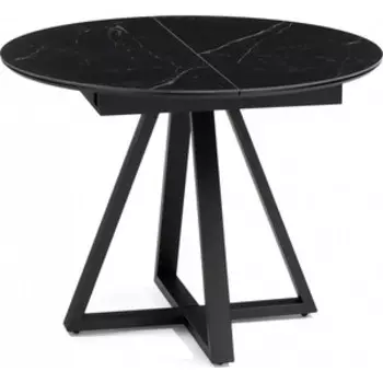 Керамический стол Woodville Нельсон 100(140)х100х76 shakespeare black / черный (588017)