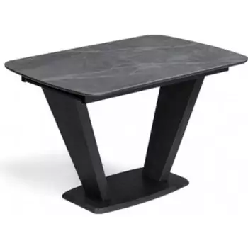 Керамический стол Woodville Петир 120(160)х80х75 larka grey / черный (588012)