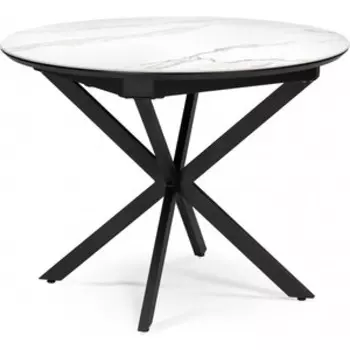 Керамический стол Woodville Сигел 100(130)х100х76 белый / черный (592576)