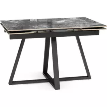 Керамический стол Woodville Силлем 120(180)х80 риальто серый темный / черный (588067)