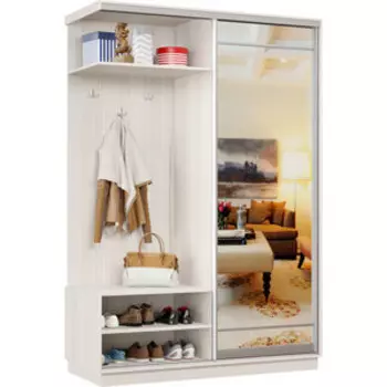 Прихожая Классика левая 01 (каркас каттхульт, фасад 09 зеркало) профиль серебро Пр.л.01.2200.1200.450.09.03.00.01