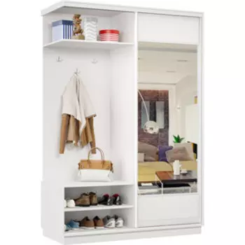 Прихожая Классика левая 03 (каркас белый, фасад 04 белый) профиль белый глянец Пр.л.03.2400.1200.450.04.07.07.06