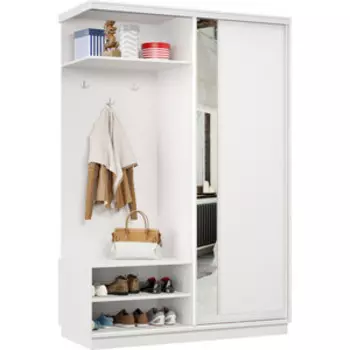 Прихожая Классика левая 03 (каркас белый, фасад 12 белый) профиль белый глянец Пр.л.03.2400.1200.450.12.07.07.06