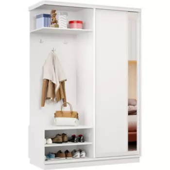 Прихожая Классика левая 03 (каркас белый, фасад 13 белый) профиль белый глянец Пр.л.03.2400.1200.450.13.07.07.06