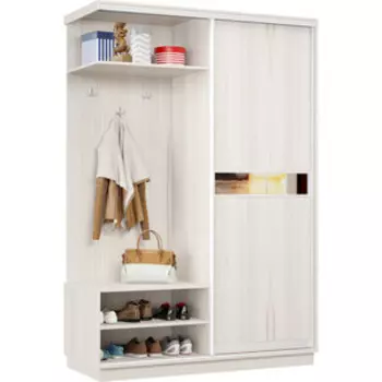 Прихожая Классика левая 03 (каркас каттхульт, фасад 14 каттхульт) профиль белый глянец Пр.л.03.2400.1200.450.14.03.03.06