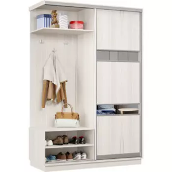 Прихожая Классика левая 03 (каркас каттхульт, фасад 15 каттхульт) профиль серебро Пр.л.03.2400.1200.450.15.03.03.01