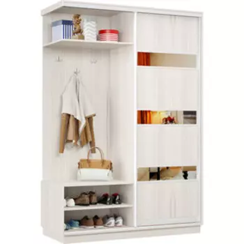 Прихожая Классика левая 03 (каркас каттхульт, фасад 16 каттхульт) профиль белый глянец Пр.л.03.2400.1200.450.16.03.03.06