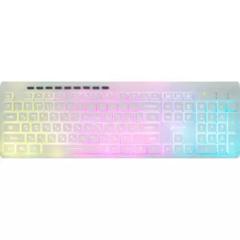 Клавиатура Oklick 490ML белый USB slim Multimedia LED