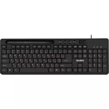 Клавиатура Sven KB-S302 чёрная (110кл., подставка для телефона) (SV-018252)