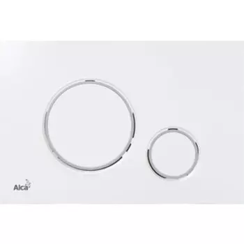 Кнопка смыва AlcaPlast белая, обод кнопок хром (M770)